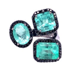 Ruchi New York Emerald and Black Diamond Cocktail Ring