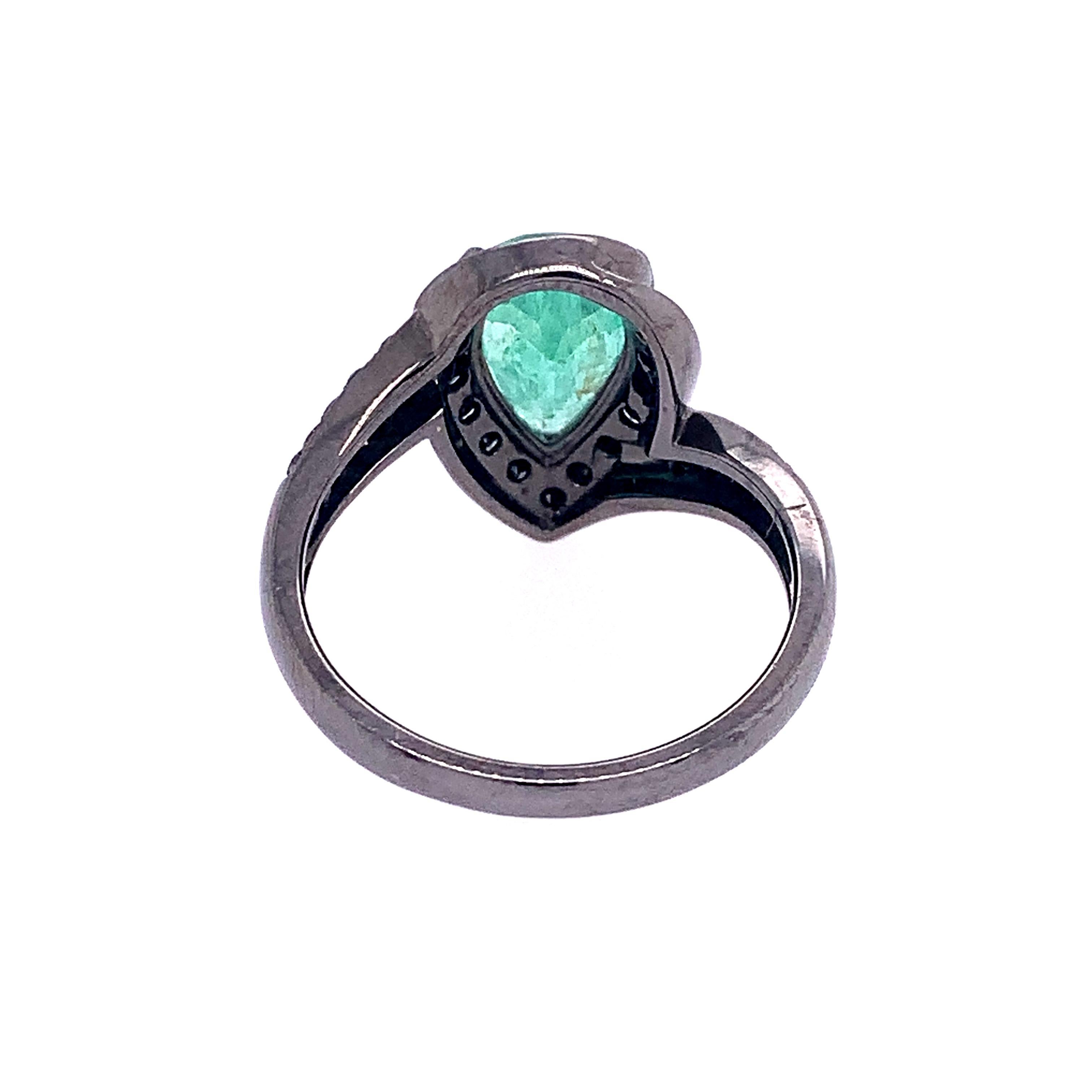 Contemporary Ruchi New York Emerald and Black Diamond Ring