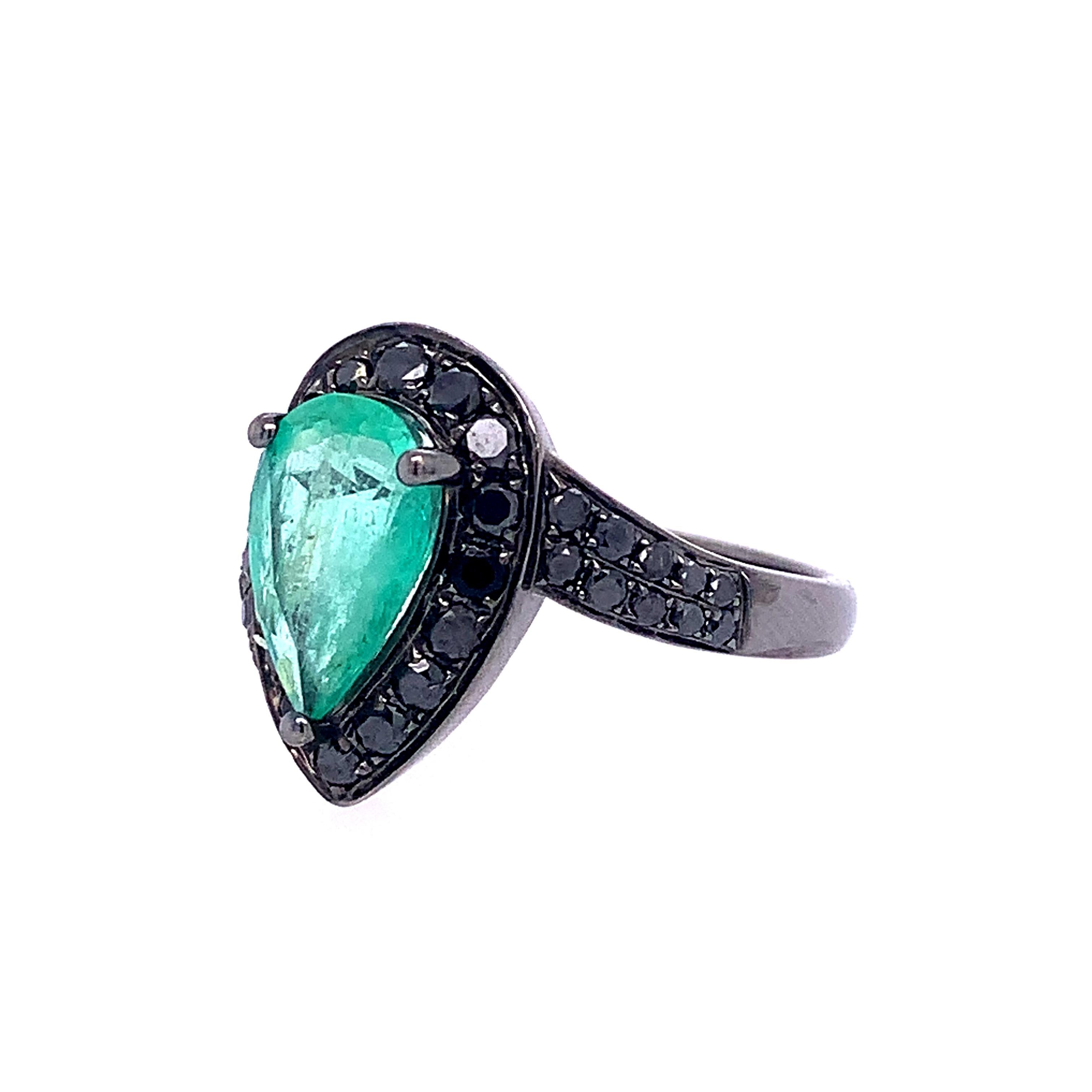 Women's Ruchi New York Emerald and Black Diamond Ring