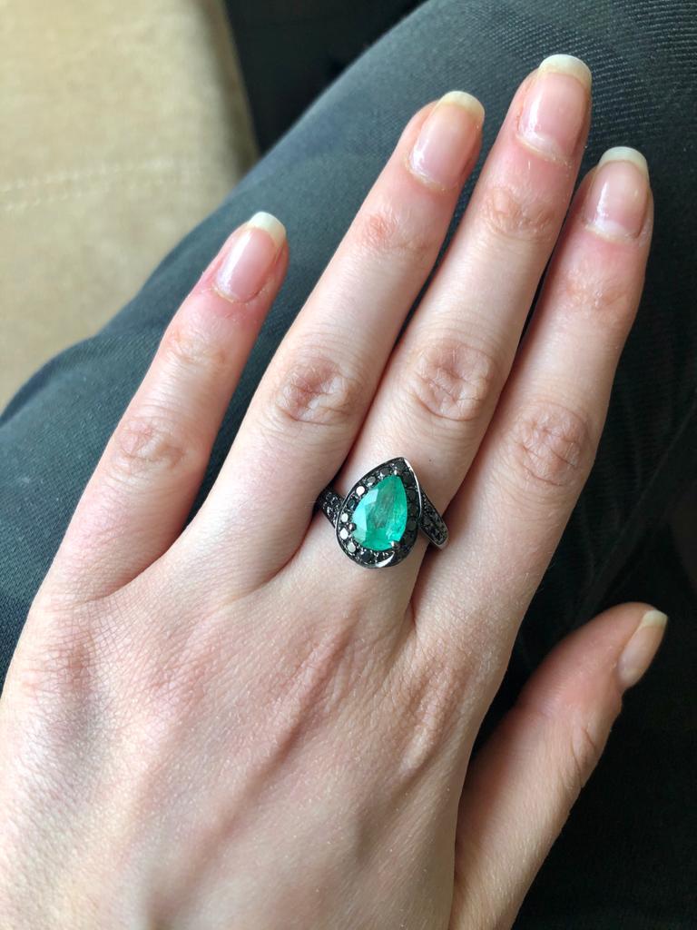 Ruchi New York Emerald and Black Diamond Ring 1