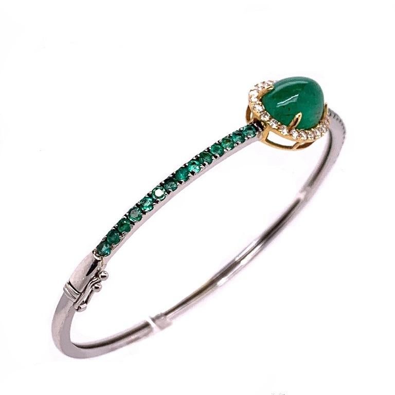 Contemporary Ruchi New York Emerald and Diamond Bangle Bracelet
