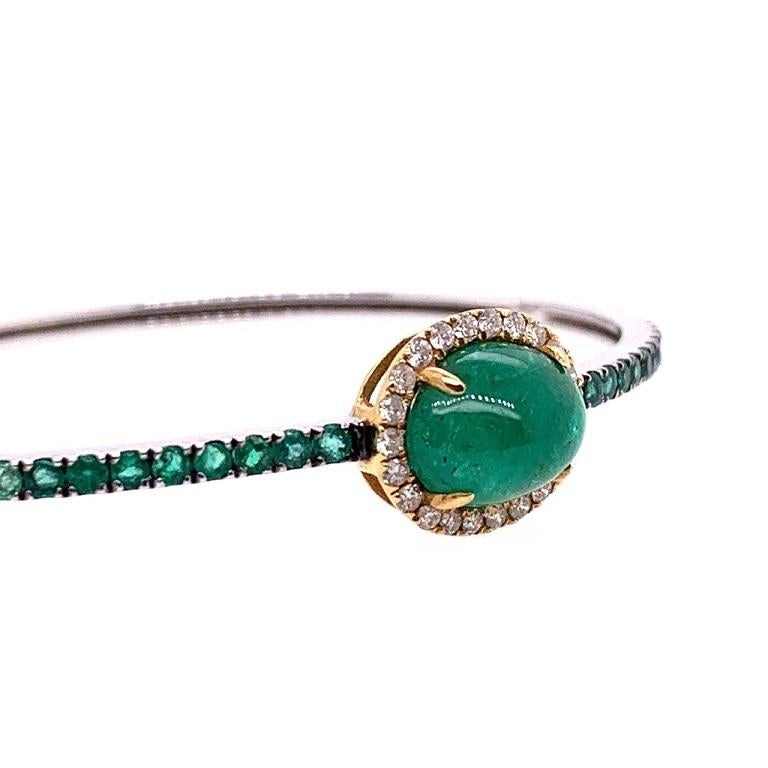 Oval Cut Ruchi New York Emerald and Diamond Bangle Bracelet