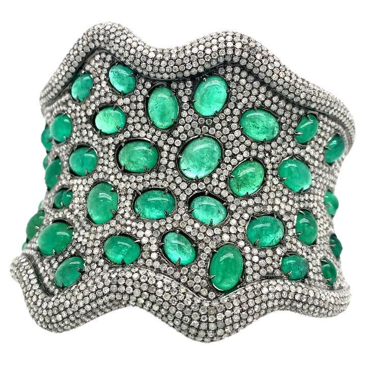 Ruchi New York Emerald and Diamond Bangle For Sale