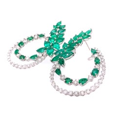 Ruchi New York Emerald and Diamond C-shape Earrings