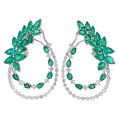 Ruchi New York Emerald and Diamond C-shape Earrings