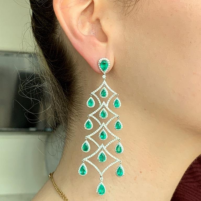 Women's Ruchi New York Emerald and Diamond Chandelier Earrings