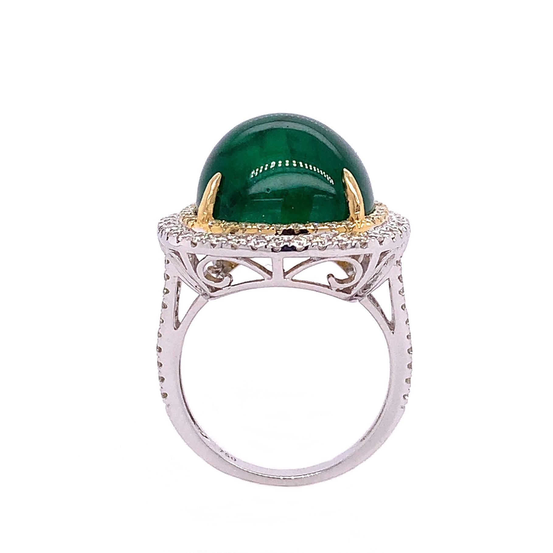 Contemporary Ruchi New York Emerald and Diamond Cocktail Ring