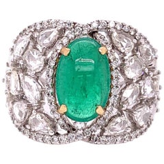 Ruchi New York Emerald and Diamond Cocktail Ring