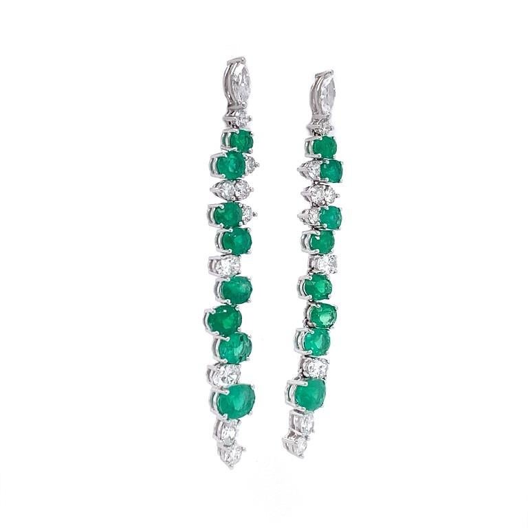 Contemporary Ruchi New York Emerald and Diamond Dangle Earrings