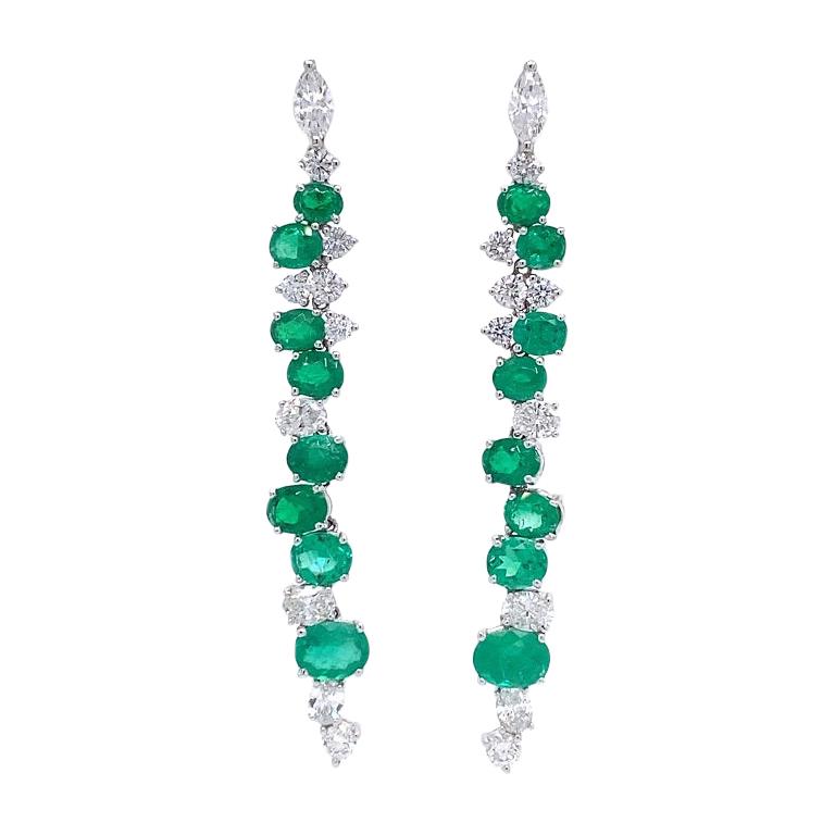 Ruchi New York Emerald and Diamond Dangle Earrings