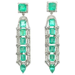 Ruchi New York Emerald and Diamond Drop Dangle Earrings