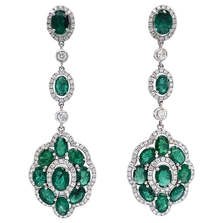 Ruchi New York Emerald and Diamond Drop Earrings