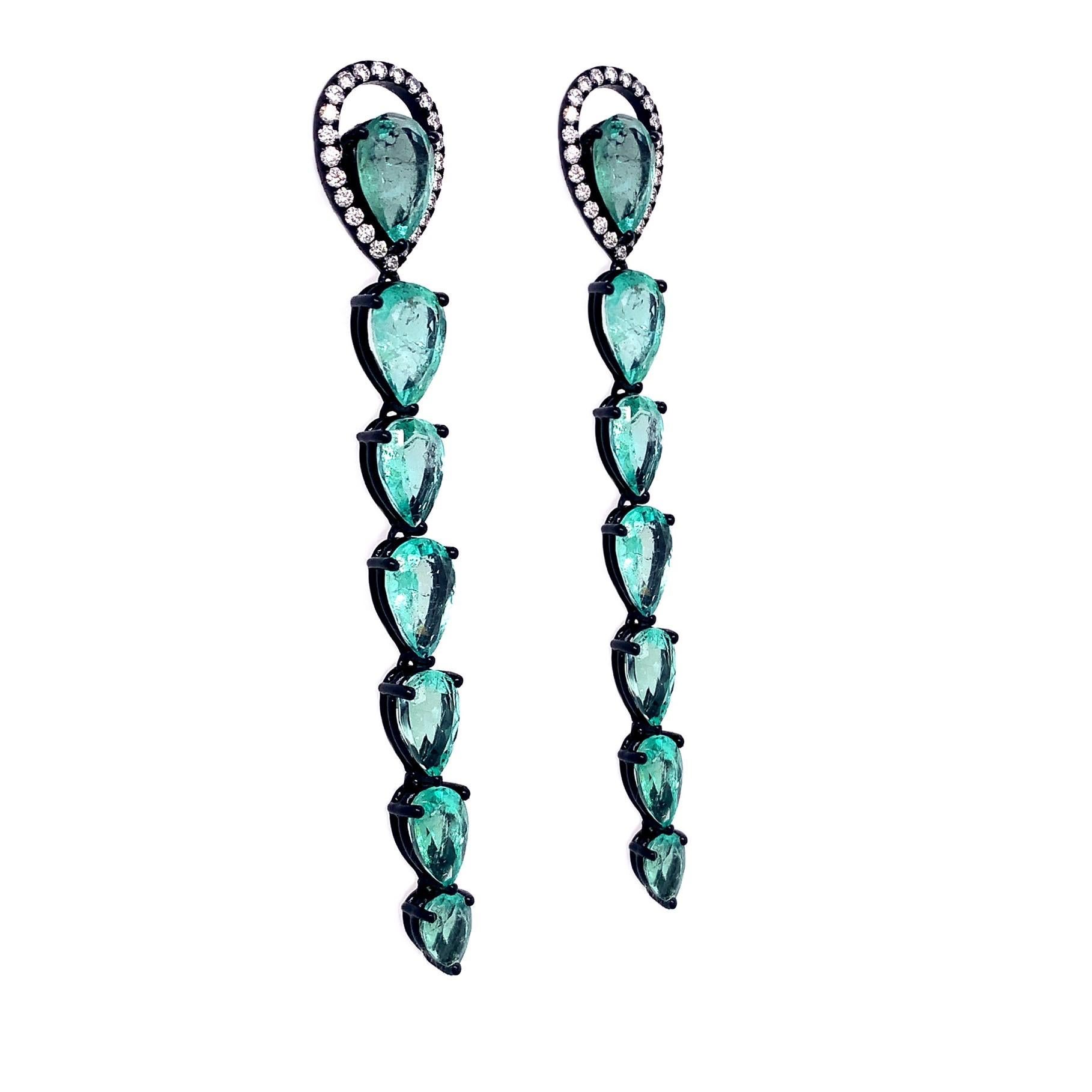Contemporary Ruchi New York Emerald and Diamond Earrings