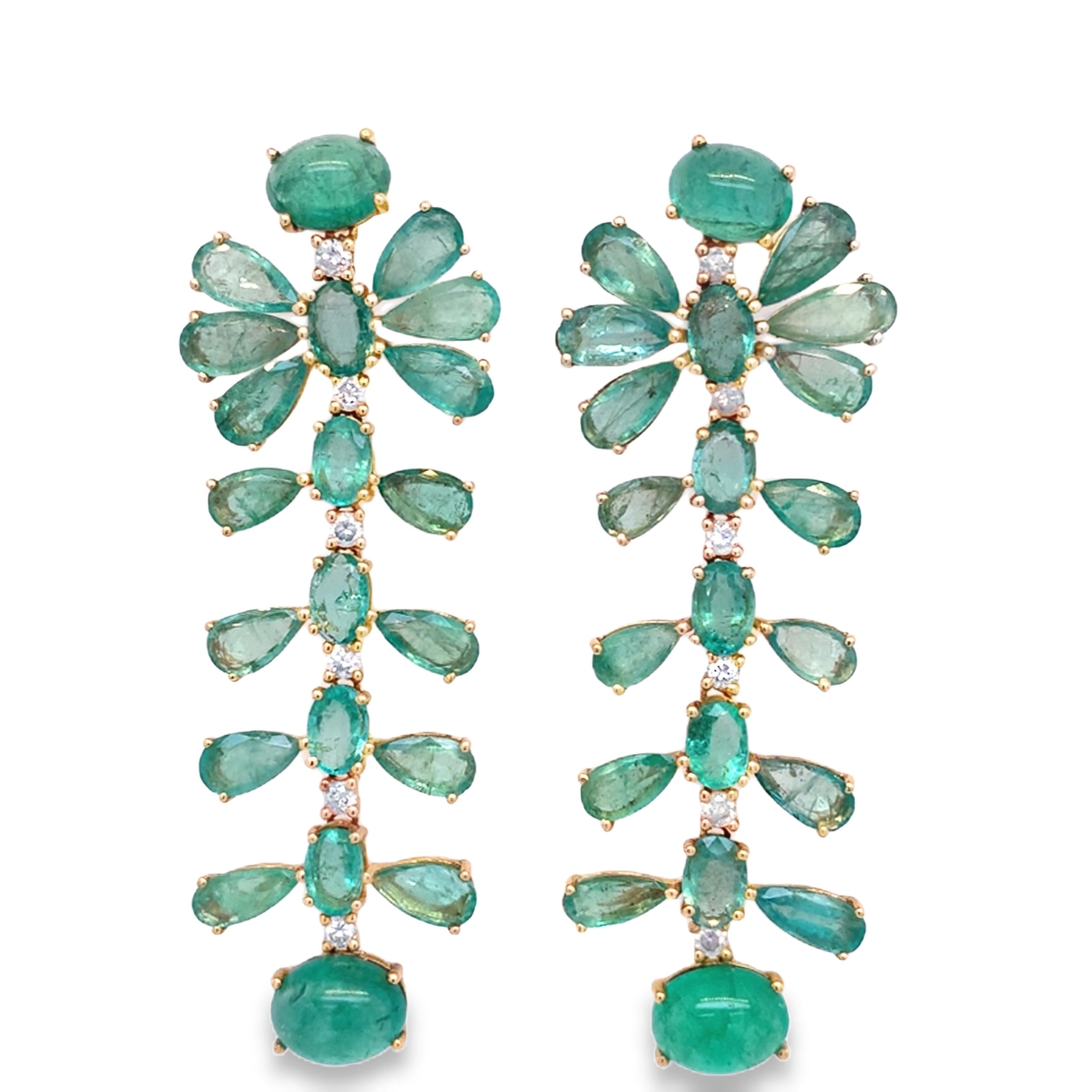 Contemporary Ruchi New York Emerald and Diamond Earrings For Sale