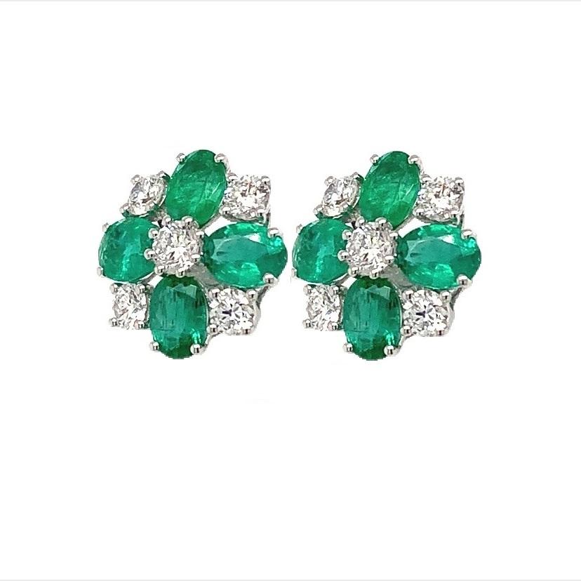 Contemporary Ruchi New York Emerald and Diamond Earrings