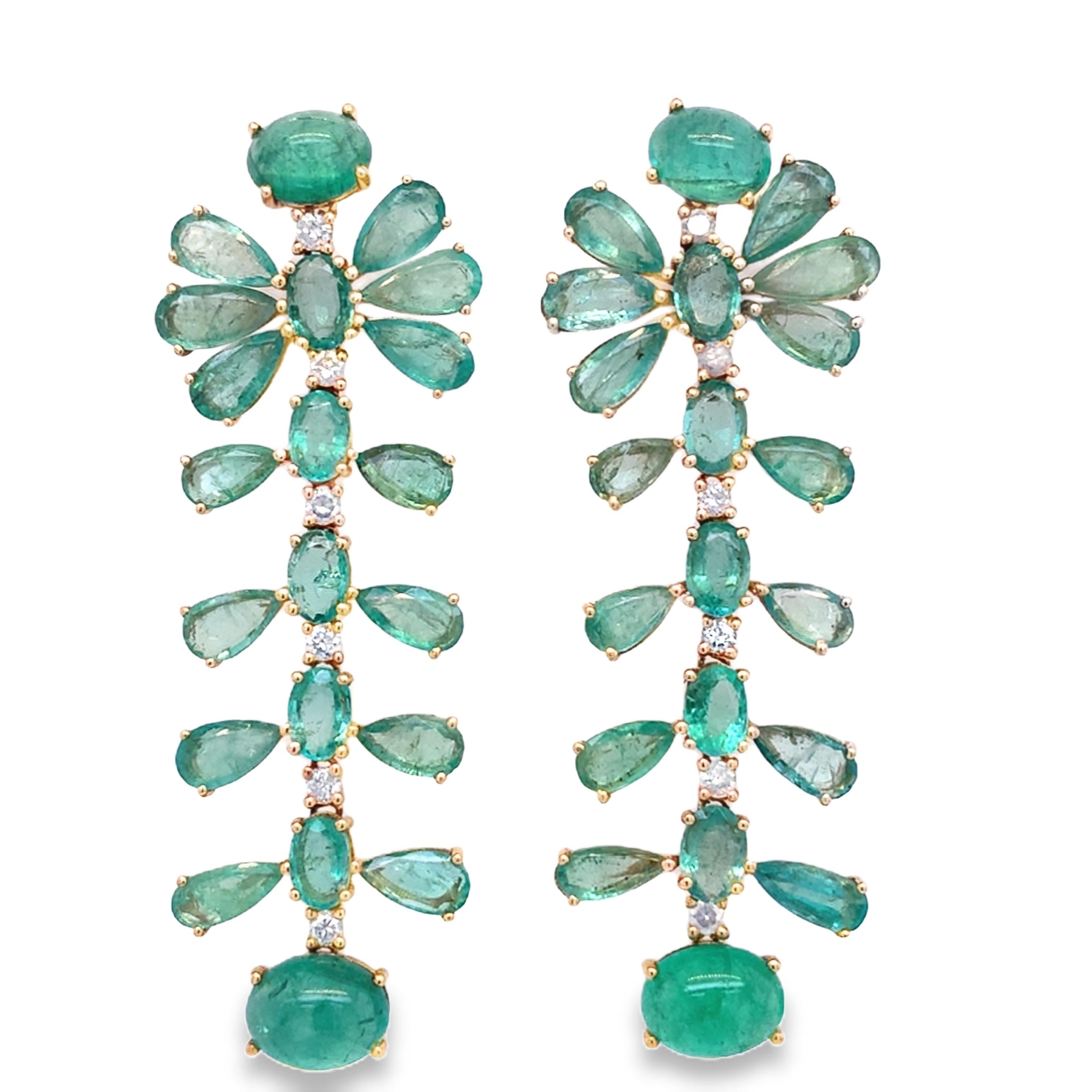 Women's Ruchi New York Emerald and Diamond Earrings For Sale