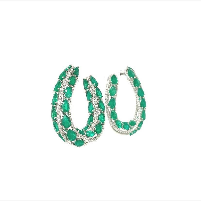 Mixed Cut Ruchi New York Emerald and Diamond Earrings