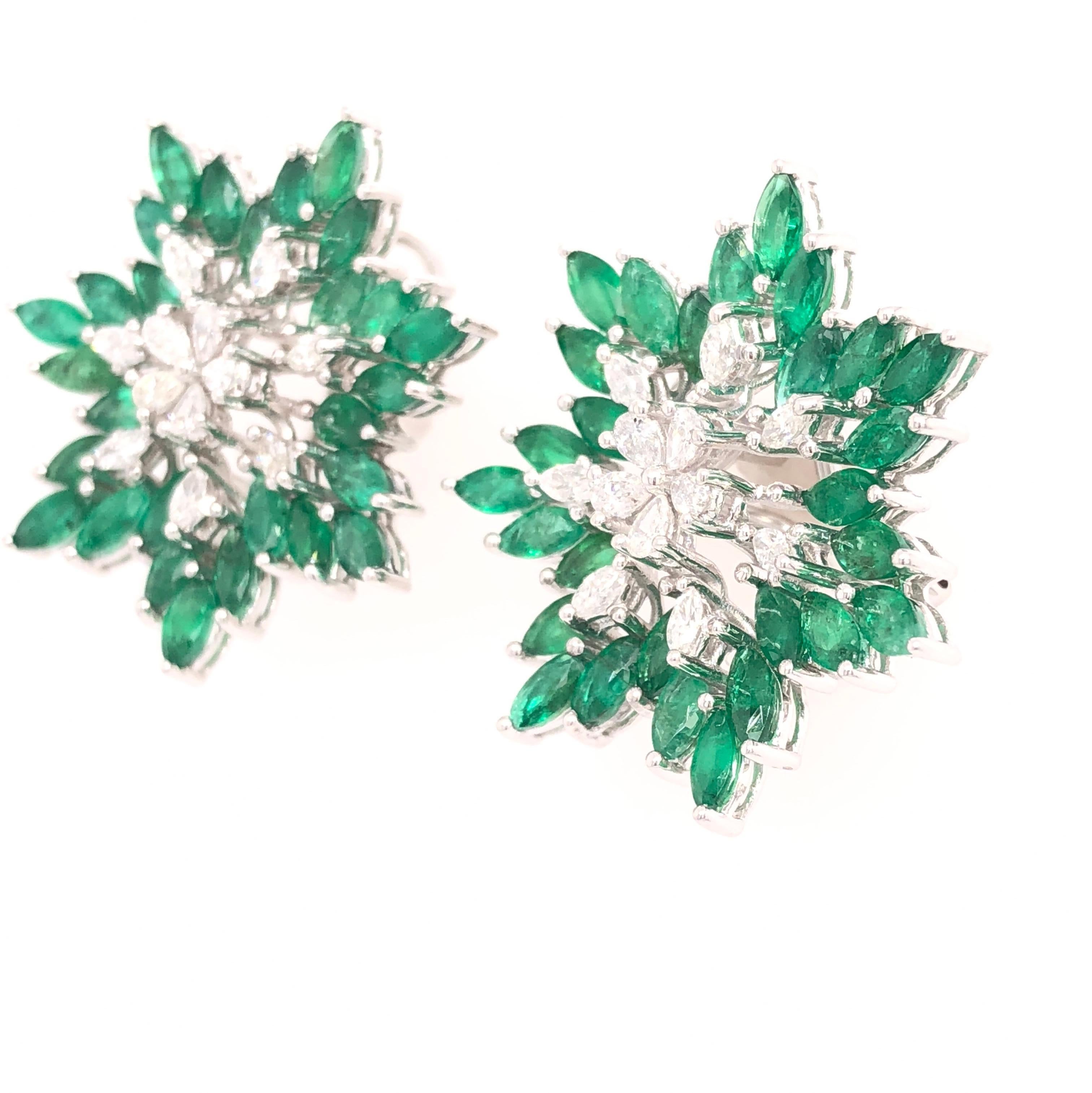 emerald flower earrings