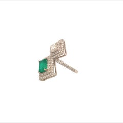 RUCHI Colombian Emerald & Princess Cut Diamond White Gold Cocktail Ring