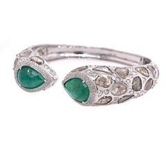 Ruchi New York Emerald and Diamond Slice Cuff Bracelet