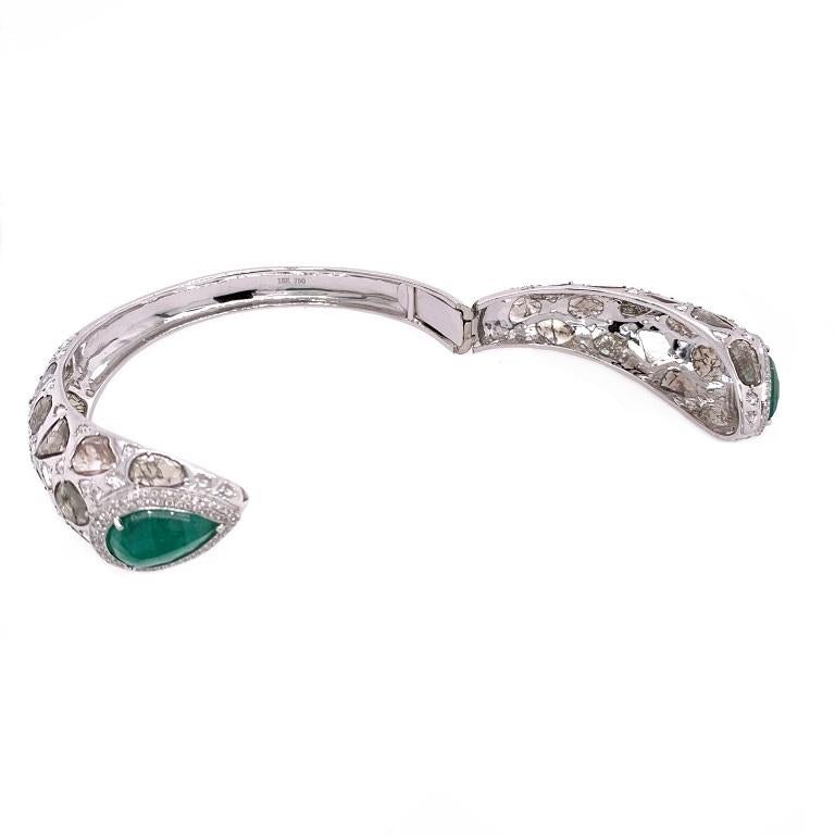 Mixed Cut Ruchi New York Emerald and Diamond Slice Cuff Bracelet