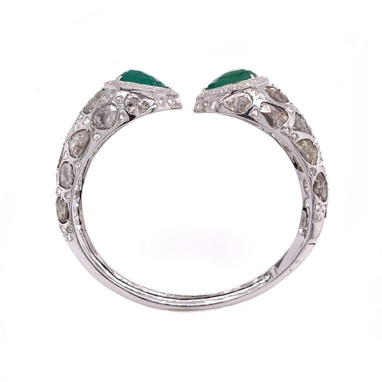 Women's Ruchi New York Emerald and Diamond Slice Cuff Bracelet