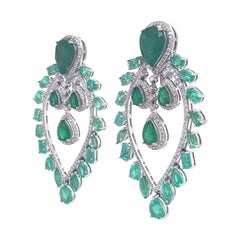 Ruchi New York Emerald and Diamond Statement Earrings