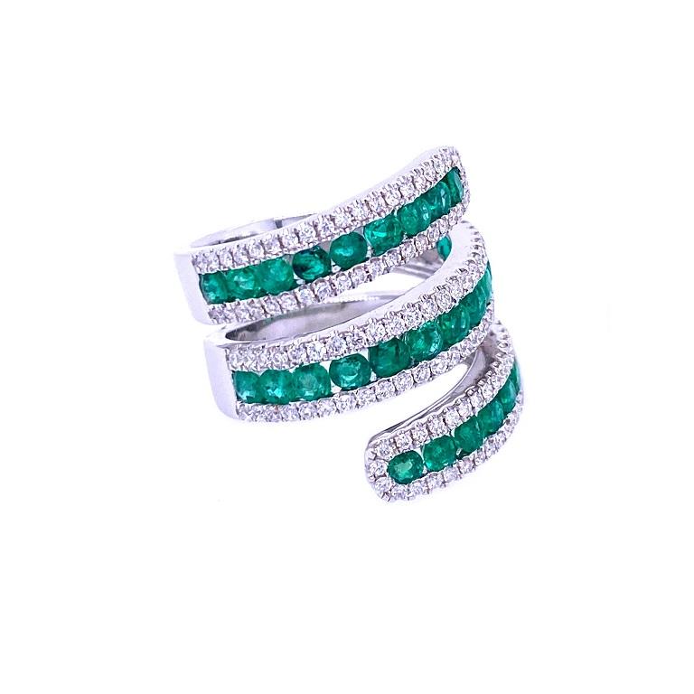 Contemporary Ruchi New York Emerald and Diamond Statement Ring