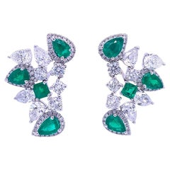 Ruchi New York Emerald and Diamond Statement Stud Earrings