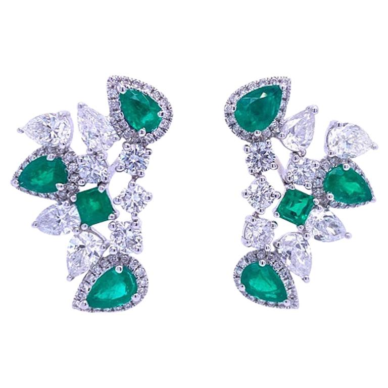 Ruchi New York Emerald and Diamond Statement Stud Earrings For Sale at ...