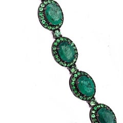 RUCHI Bracelet émeraude de Colombie et grenat vert pavé Rhodium noir