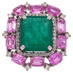 Ruchi New York Emerald and Pink Sapphire Cocktail Ring