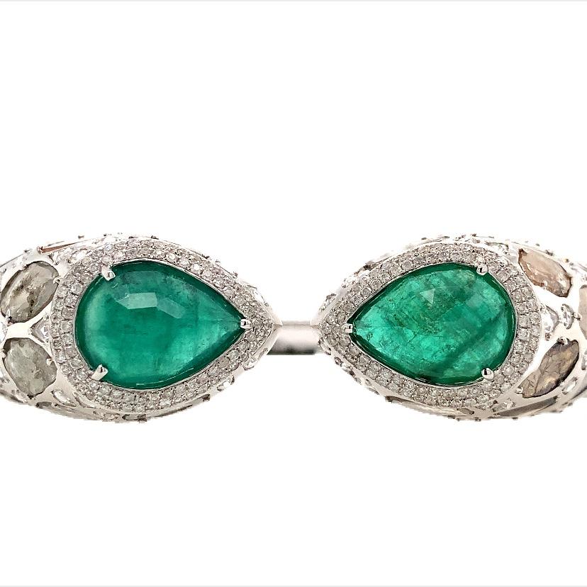 Ruchi New York Emerald and Slice Diamond Bangle For Sale 1