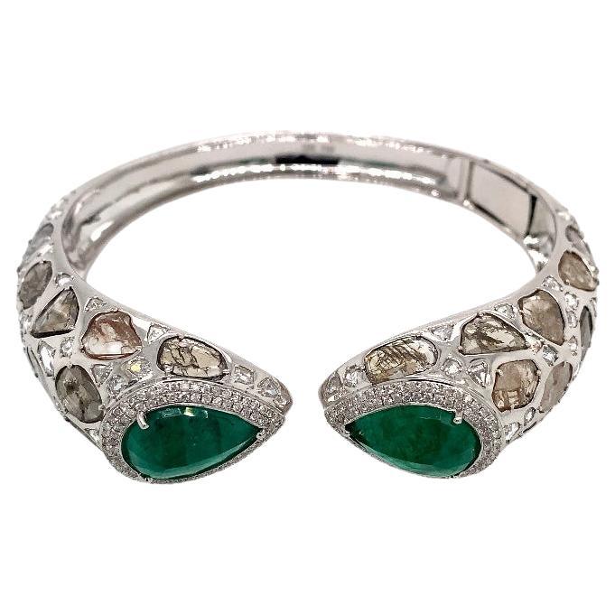 Ruchi New York Emerald and Slice Diamond Bangle For Sale