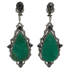 Ruchi New York Emerald, Black and White Diamond Earrings