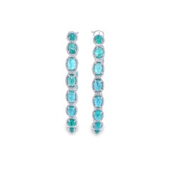 RUCHI Oval-Cut Emerald with Pavé Diamond White Gold Hoop Earrings