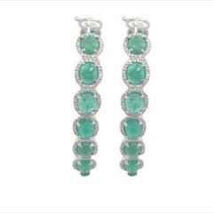 RUCHI Colombian Emerald and Diamond Pavé White Gold Hoop
