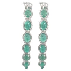 RUCHI Colombian Emerald and Diamond Pavé White Gold Hoop