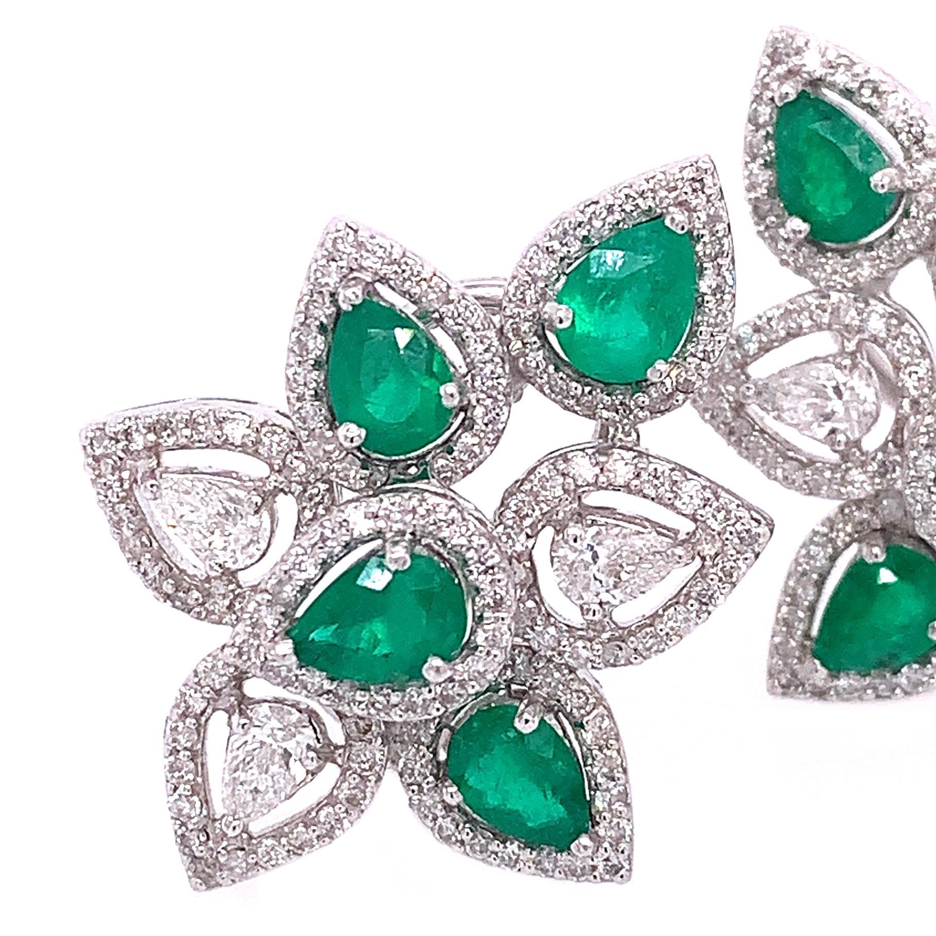 Ruchi New York Emerald & Diamond Leaf Clip On Earrings 1