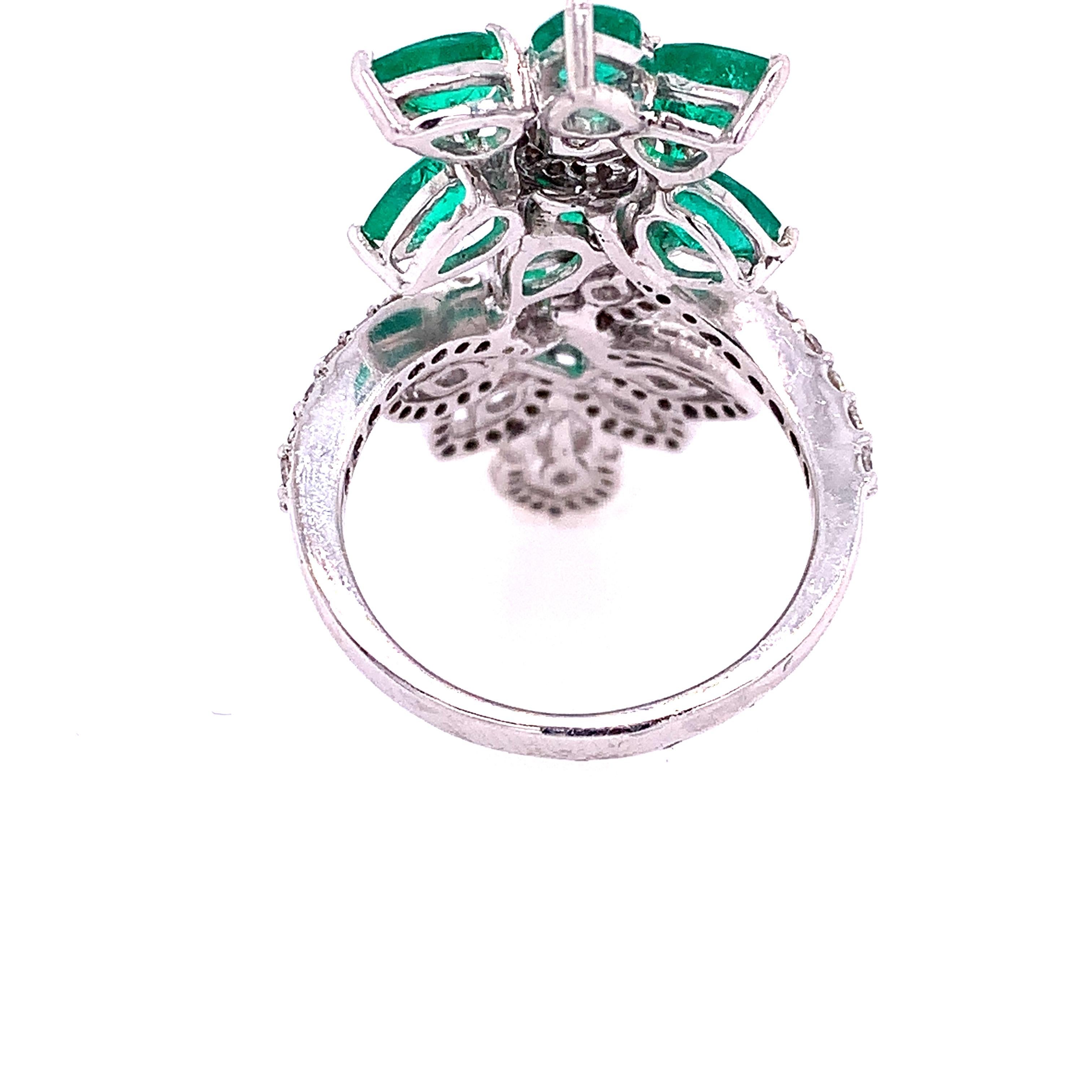 Pear Cut Ruchi New York Emerald & Diamond Ring