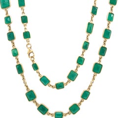 RUCHI Emerald with Diamond Yellow Gold Bezel-Set Wrap Necklace