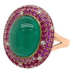 Ruchi New York Emerald, Pink Sapphire and Diamond Cocktail Ring
