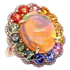 Ruchi New York Ethiopian Opal, Multi-Color Sapphire, and Diamond Cocktail Ring