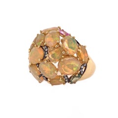 Ruchi New York Ethiopian Opal, Multi Colored Sapphire and Diamond Cocktail Ring