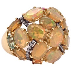 Ruchi New York Ethiopian Opal, Multi Colored Sapphire and Diamond Cocktail Ring