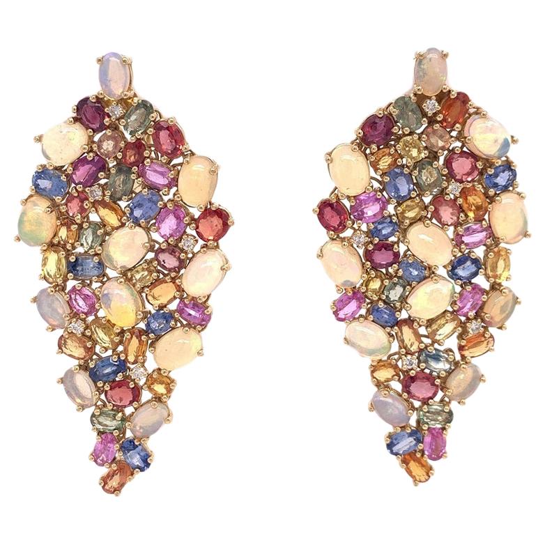 Ruchi New York Ethiopian Opal, Multicolored Sapphire and Diamond Earrings