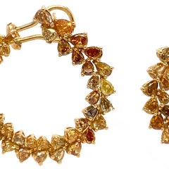 RUCHI Fancy Colored Diamond Yellow Gold C-Shape Earrings
