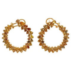 RUCHI Boucles d'oreilles C.C. en or jaune avec diamants de couleur fantaisie