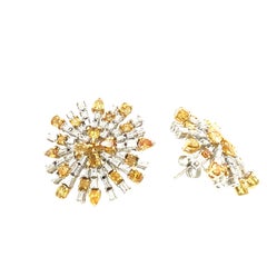RUCHI Clous fantaisie en or blanc et diamants jaunes et blancs