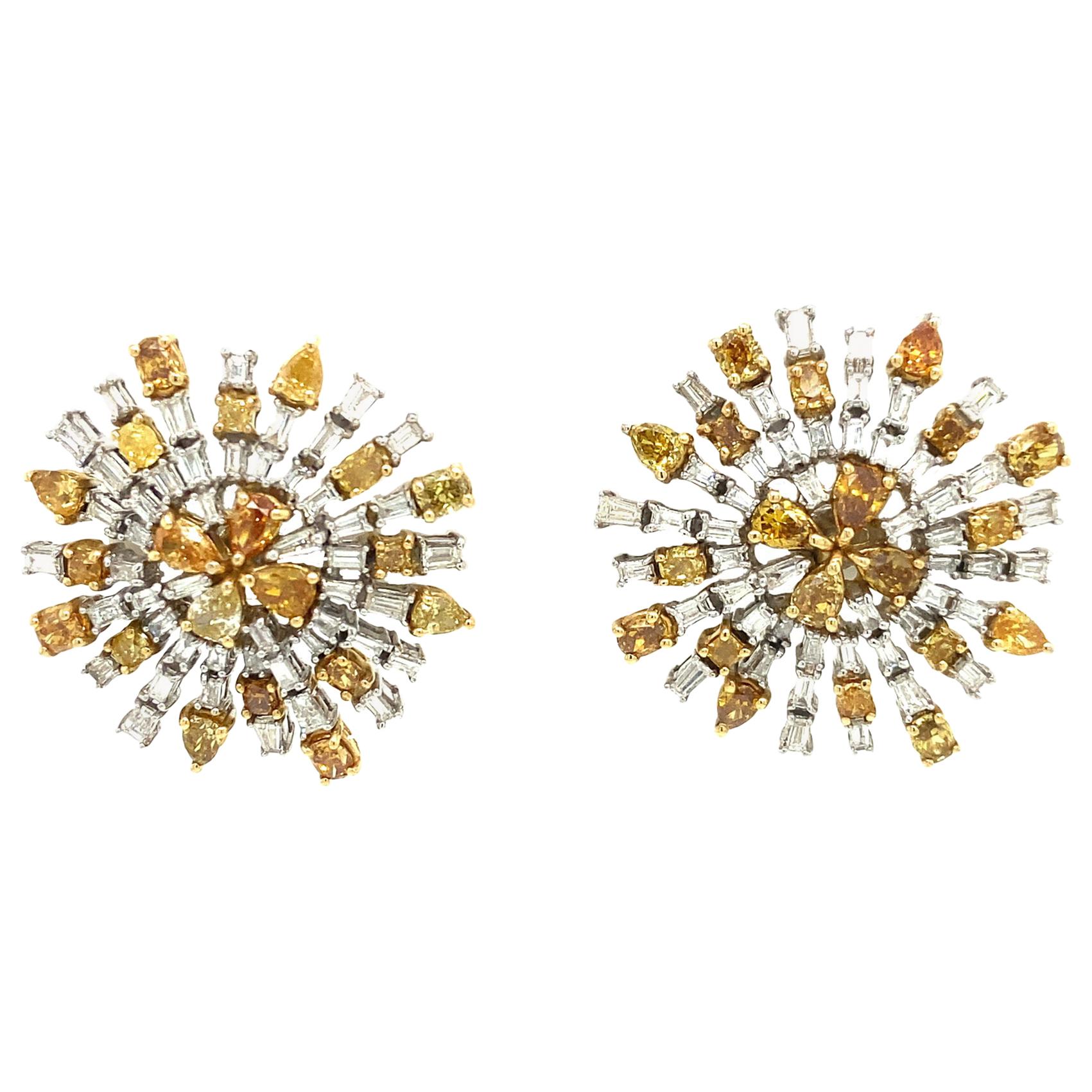 RUCHI Fancy Yellow and White Diamond White Gold Statement Studs